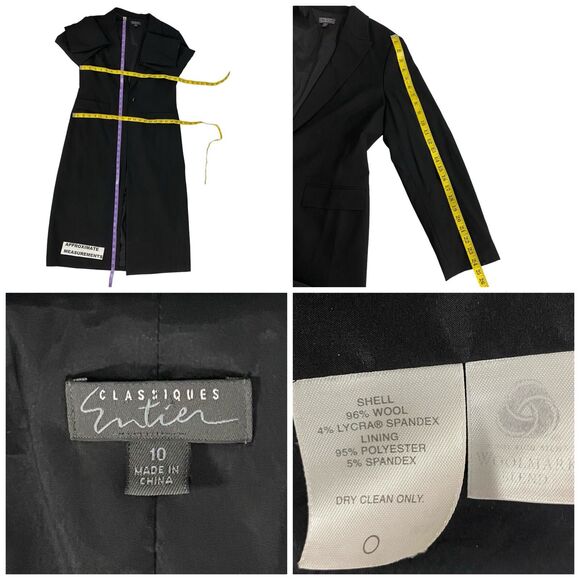 Classiques Entier Blazer Womens 10 Black Longline Jacket Minimalist Office Work - Picture 3 of 14